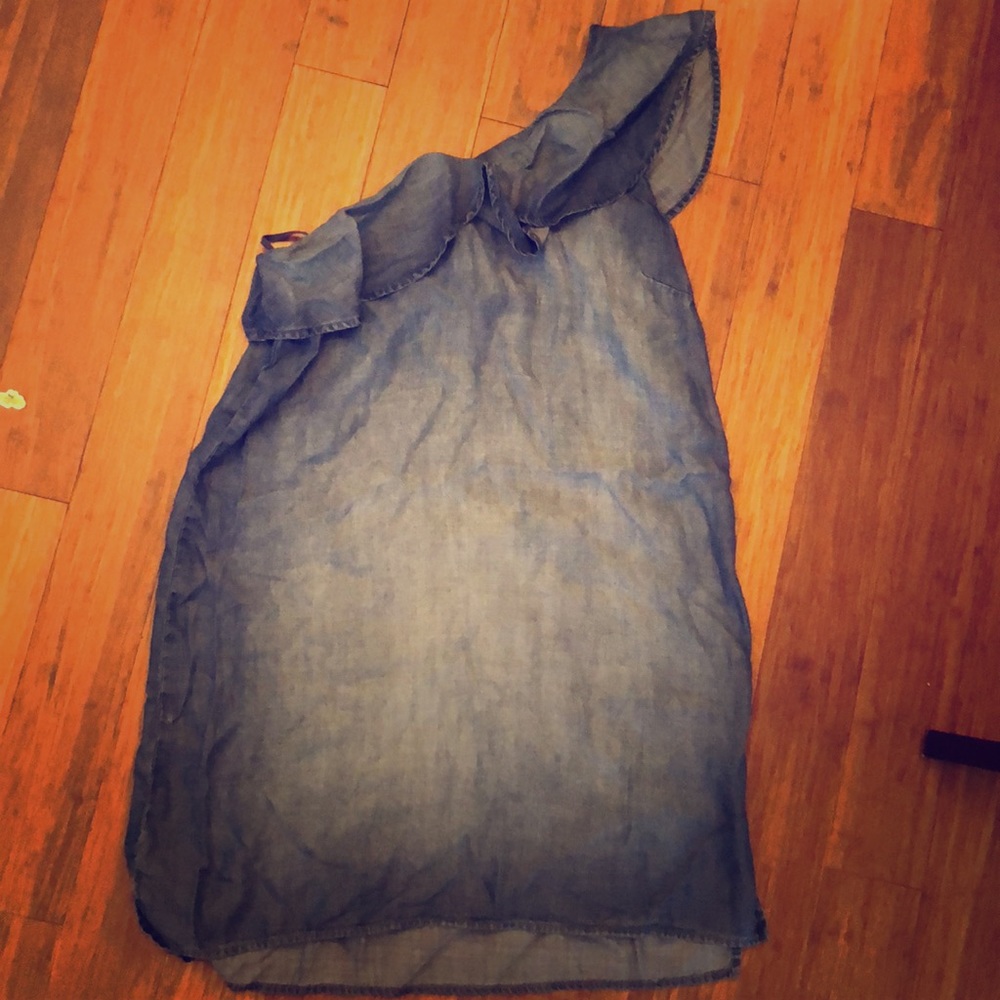 Anthropologie Cloth & Stone Denim 1 Shoulder Dress